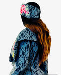 Women's Winter Black Peplum Asymmetric Coat Extravagant with Matching Headband
