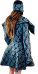 Women's Winter Black Peplum Asymmetric Coat Extravagant with Matching Headband