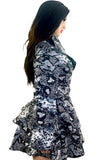 Snake Print Peacoat Trench Coat Casual Long Sleeve Belted Jacket Windbreaker Outerwear Water- Repellent Coat