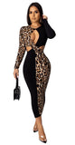 Leopard Print Cut Out Bodycon Dress