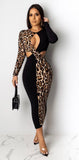 Leopard Print Cut Out Bodycon Dress