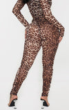 Leopard Print Sheer Mesh Ruched Bum Bodysuit Leggings Set