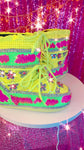Mermaid Neon Green Pink Rhinestone Snow Boots - The Glamorous Life