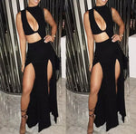 Women Bandage Bodycon Slim Sleeveless Solid color High Split sexy Fashion Evening Party Pencil Long Dress - The Glamorous Life
