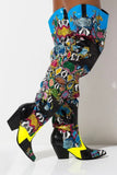 Cape Robbin HILDA OVER THE KNEE THIGH HIGH CHUNKY LOW HEEL BOOTS-BLACK