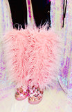 Women’s Mermaid Pink Silver Sequin Faux Mongolian Fur Winter Boots - The Glamorous Life