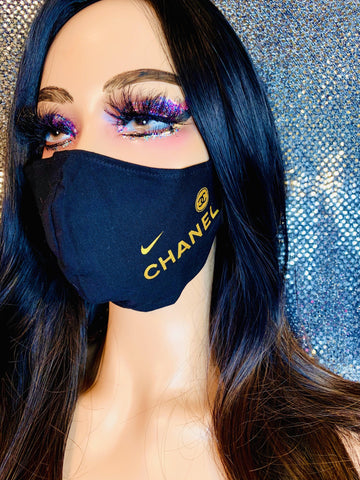 Gold Cc N.. Face Mask Designer Inspired Face Mask - The Glamorous Life 101