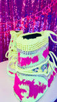 Mermaid Neon Green Pink Rhinestone Snow Boots - The Glamorous Life