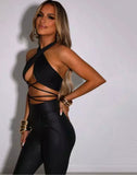 2 Two Piece Set Women Outfits Halter Bandage Crop Top Women Pant Matching Sets Suit 2021 Black Women’s Clubwear - The Glamorous Life