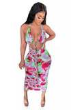 Beach Tye Dye Print Halter Neck Women’s Dress - The Glamorous Life
