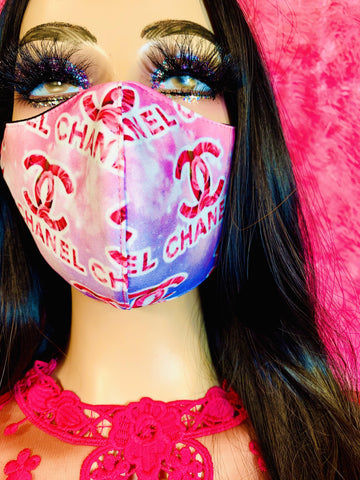 Pink Cc Inspired Luxury Face Mask - The Glamorous Life 101