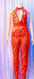 Baddie in Red Sequin Jumpsuit
