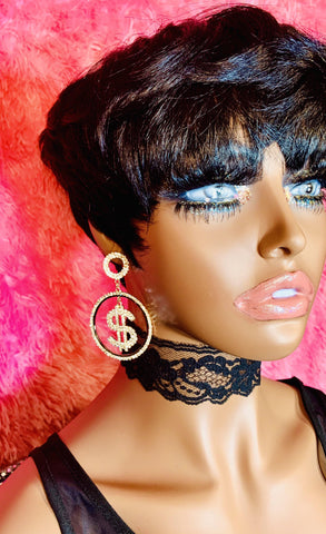 Gold Crystal Money Earrings - The Glamorous Life 101