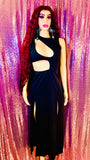Women’s Bandage Bodycon Sleeveless Black High Split Evening Party Long Dress