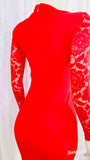 Jessica LACE LONG SLEEVE RED MINI DRESS