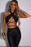2 Two Piece Set Women Outfits Halter Bandage Crop Top Women Pant Matching Sets Suit 2021 Black Women’s Clubwear - The Glamorous Life