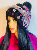 Jewel Black Pink Beanie Knit Hat - The Glamorous Life