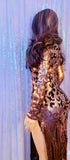 GODDESS ROSE GOLD  SEQUINED MAXI DRESS WITH LONG SLEEVES