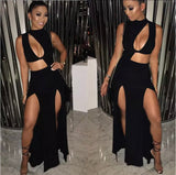 Women’s Bandage Bodycon Sleeveless Black High Split Evening Party Long Dress - The Glamorous Life