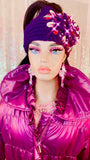 Purple Bling Jewelled Winter Knitted Headband - The Glamorous Life