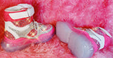 Pink Studded Rhinestone Crystal Lace Up High Top Sneakers - The Glamorous Life 101