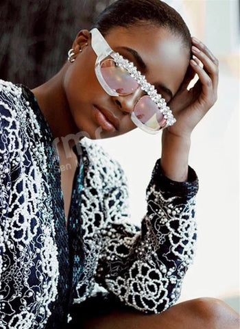 Dynasty Oversized Diamond Rhinestone Sunglasses - The Glamorous Life