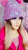 Bling Crystal Pink Knitted Hat - The Glamorous Life