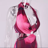 Tie Dye Summer Dress Women Waist Cut Out Backless Halter Robe Festival Clubwear Bodycon Sexy Party Maxi Dress - The Glamorous Life