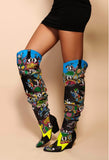 Cape Robbin HILDA OVER THE KNEE THIGH HIGH CHUNKY LOW HEEL BOOTS-BLACK
