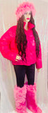 Pink Fox Faux Fur High Knee Winter Boots & Faux Fur Headband - The Glamorous Life