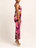 Tie Dye Summer Dress Women Waist Cut Out Backless Halter Robe Festival Clubwear Bodycon Sexy Party Maxi Dress - The Glamorous Life