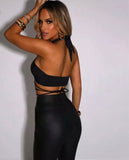 2 Two Piece Set Women Outfits Halter Bandage Crop Top Women Pant Matching Sets Suit 2021 Black Women’s Clubwear - The Glamorous Life