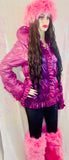Pink Fox Faux Fur High Knee Winter Boots & Faux Fur Headband - The Glamorous Life