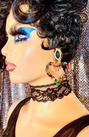 Multi Color Crystal Heart Earrings - The Glamorous Life 101