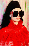 Lady in Red Oversized Sunglasses