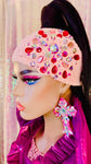 Blush Pink Jewelled Flower Knit Headband - The Glamorous Life