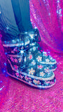 Mermaid Sliver Black Sequin Snow Boots - The Glamorous Life