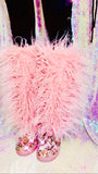 Women’s Mermaid Pink Silver Sequin Faux Mongolian Fur Winter Boots - The Glamorous Life