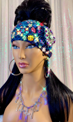 Blue Lady Crystal Knit Headband