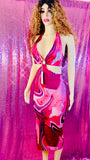 Tie Dye Summer Dress Women Waist Cut Out Backless Halter Robe Festival Clubwear Bodycon Sexy Party Maxi Dress - The Glamorous Life