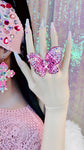 Pink Crystal Butterfly Adjustable Ring - The Glamorous Life