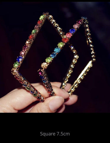Multi Color Crystal Hoop Earrings - The Glamorous Life 101
