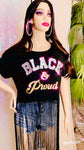 Women’s Black and Proud Bling Tee - The Glamorous Life