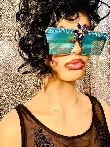 Blue Diamond Crystal Sunglasses - The Glamorous Life 101