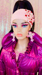 Blush Pink Jewelled Flower Knit Headband - The Glamorous Life