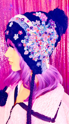 Purple Rain Crystal Women’s Knit Winter Hat - The Glamorous Life
