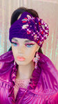 Purple Bling Jewelled Winter Knitted Headband - The Glamorous Life