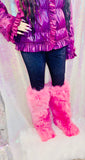 Pink Fox Faux Fur High Knee Winter Boots & Faux Fur Headband - The Glamorous Life
