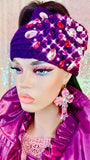 Purple Bling Jewelled Winter Knitted Headband - The Glamorous Life
