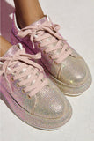 Ombre Pink Rhinestone Bling Glitter Sneakers